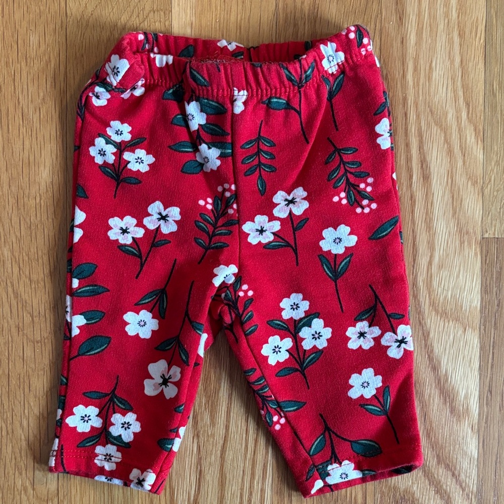 Newborn Carter's Red Floral Pants